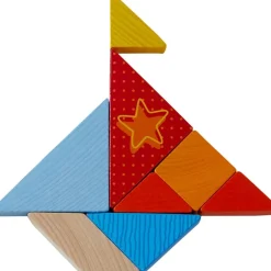 HABA Arranging Game Funny Faces Tangram Wooden Tiles< Wooden Building Blocks