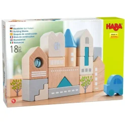 HABA Bad Rodach 18 Piece Wooden Building Blocks< Shape Sorters + Stacking Toys