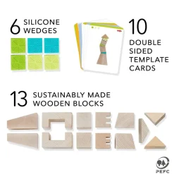 HABA Crooked Towers Wooden Blocks< Shape Sorters + Stacking Toys