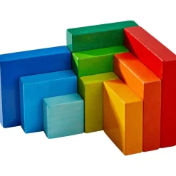 HABA 3D Rainbow Cube Arranging Game< Wooden Building Blocks