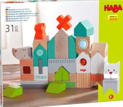 HABA Dog And Cat Building Block Set< Wooden Building Blocks