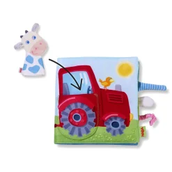 HABA Down On The Farm Soft Book With Cow Puppet< Plush Baby Toys