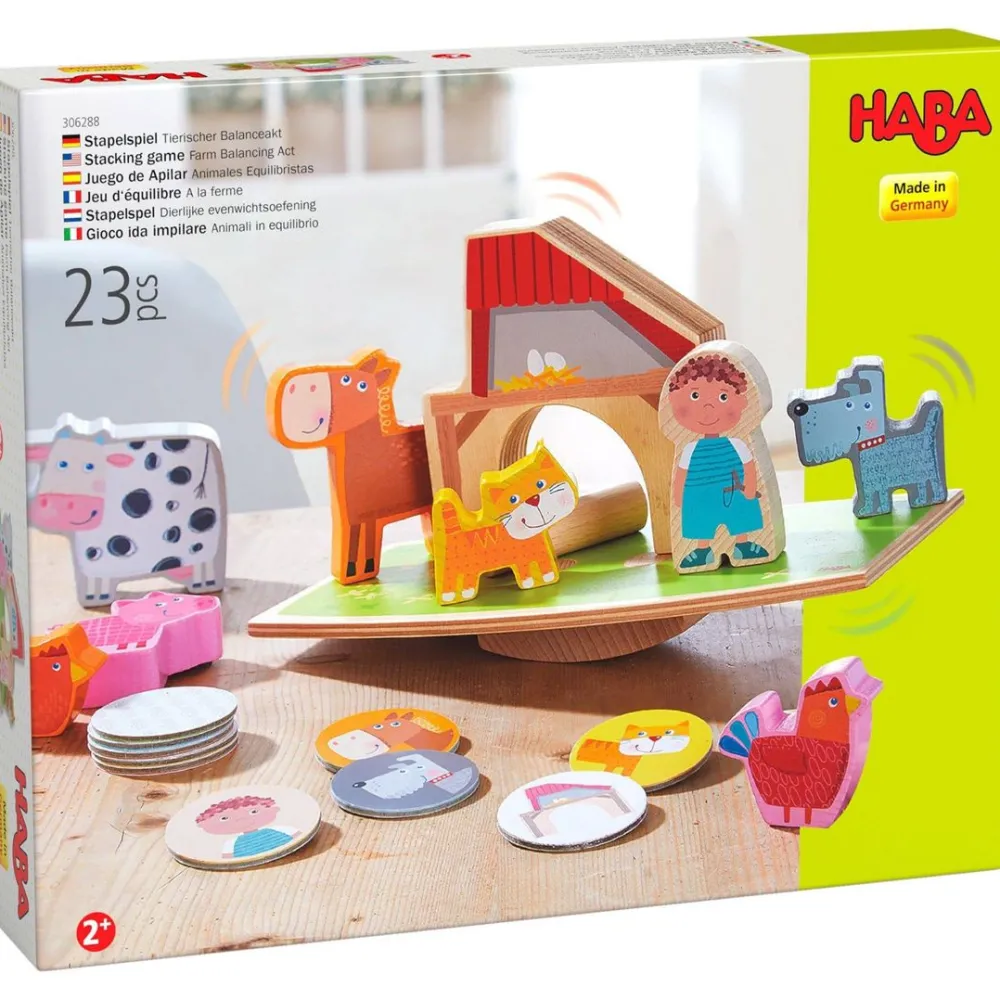 HABA Farm Balancing Act Stacking Game< Shape Sorters + Stacking Toys