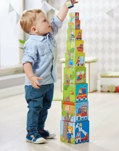 HABA Fire Brigade Sturdy Cardboard Stacking Cubes< Shape Sorters + Stacking Toys