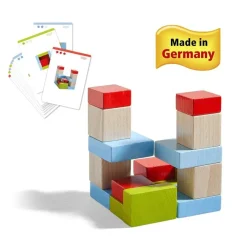 HABA Four By Four 3D Arranging Game Wooden Building Blocks< Shape Sorters + Stacking Toys