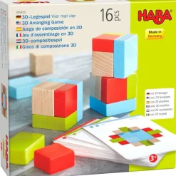 HABA Four By Four 3D Arranging Game Wooden Building Blocks< Wooden Building Blocks