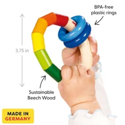 HABA Kringelring Wooden Baby Rattle< Grasping + Teething Toys