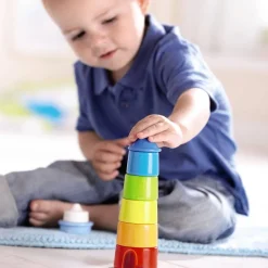 HABA Lighthouse Wooden Rainbow Stacker< Shape Sorters + Stacking Toys