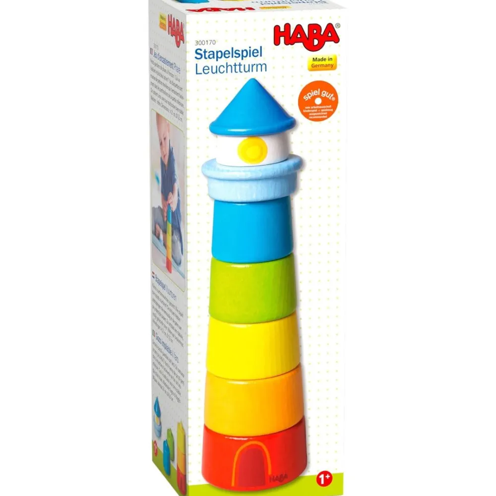 HABA Lighthouse Wooden Rainbow Stacker< Wooden Stacking Toys & Arranging Games