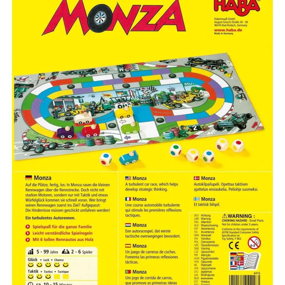 HABA Monza Car Racing Board Game< Family Games