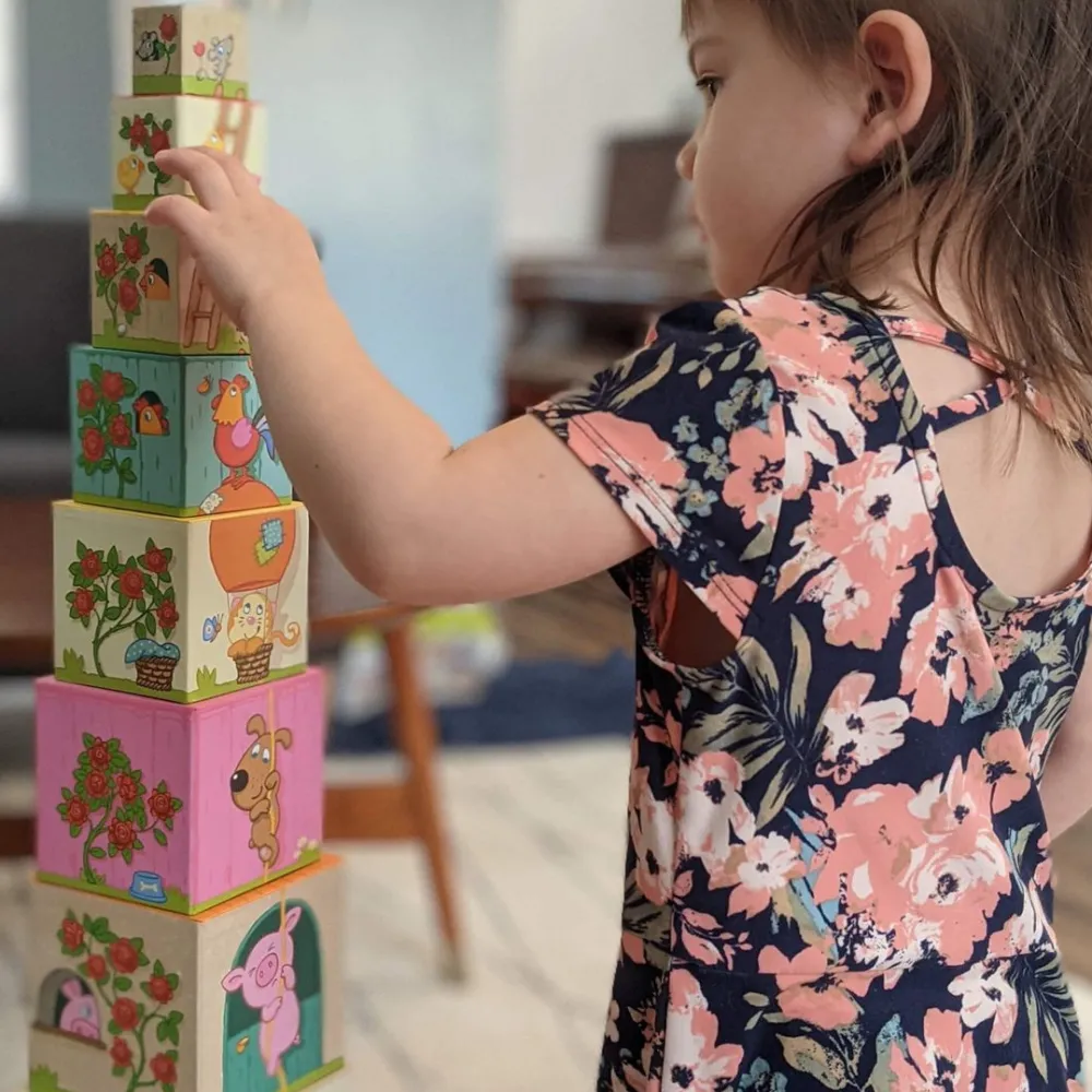 HABA On The Farm Cardboard Stacking & Nesting Cubes< Shape Sorters + Stacking Toys