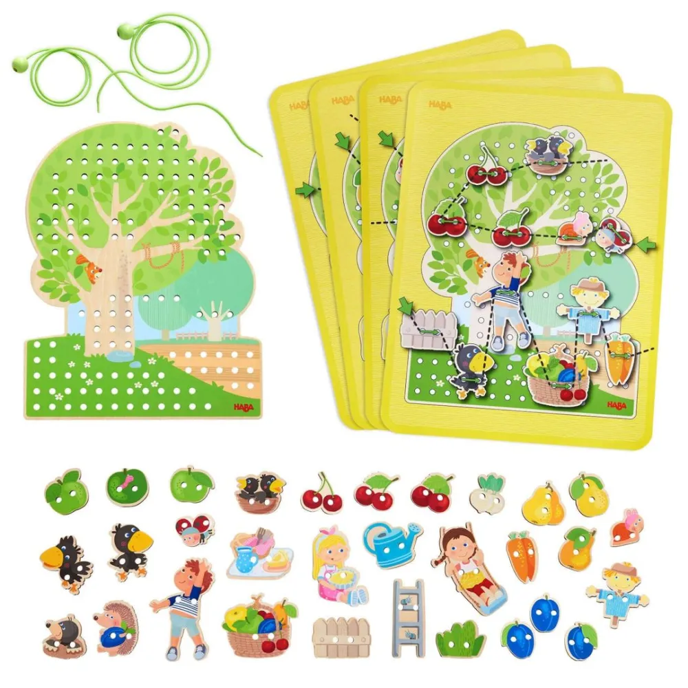 HABA Orchard 31 Piece Threading Game< Lacing Toys + Motor Skills
