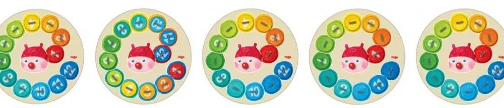 HABA Rainbow Caterpillar Counting Threading Game< Lacing Toys + Motor Skills