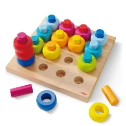 HABA Rainbow Whirls Wooden Sorting And Stacking Game< Shape Sorters + Stacking Toys