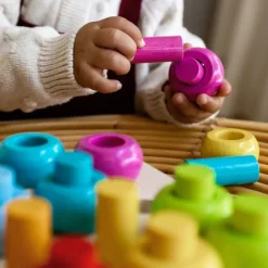 HABA Rainbow Whirls Wooden Sorting And Stacking Game< Shape Sorters + Stacking Toys