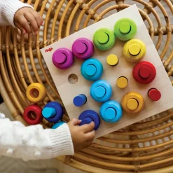 HABA Rainbow Whirls Wooden Sorting And Stacking Game< Wooden Stacking Toys & Arranging Games