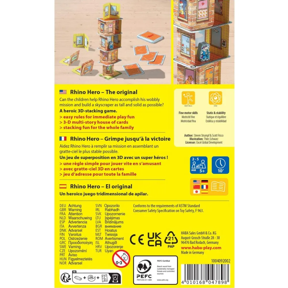 HABA Rhino Hero Stacking Cards Game< Family Games