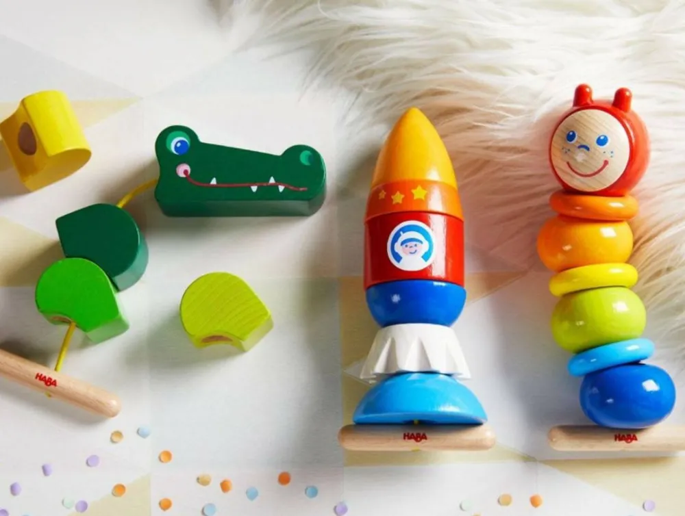 HABA Rocket 6 Piece Threading Toy< Lacing Toys + Motor Skills