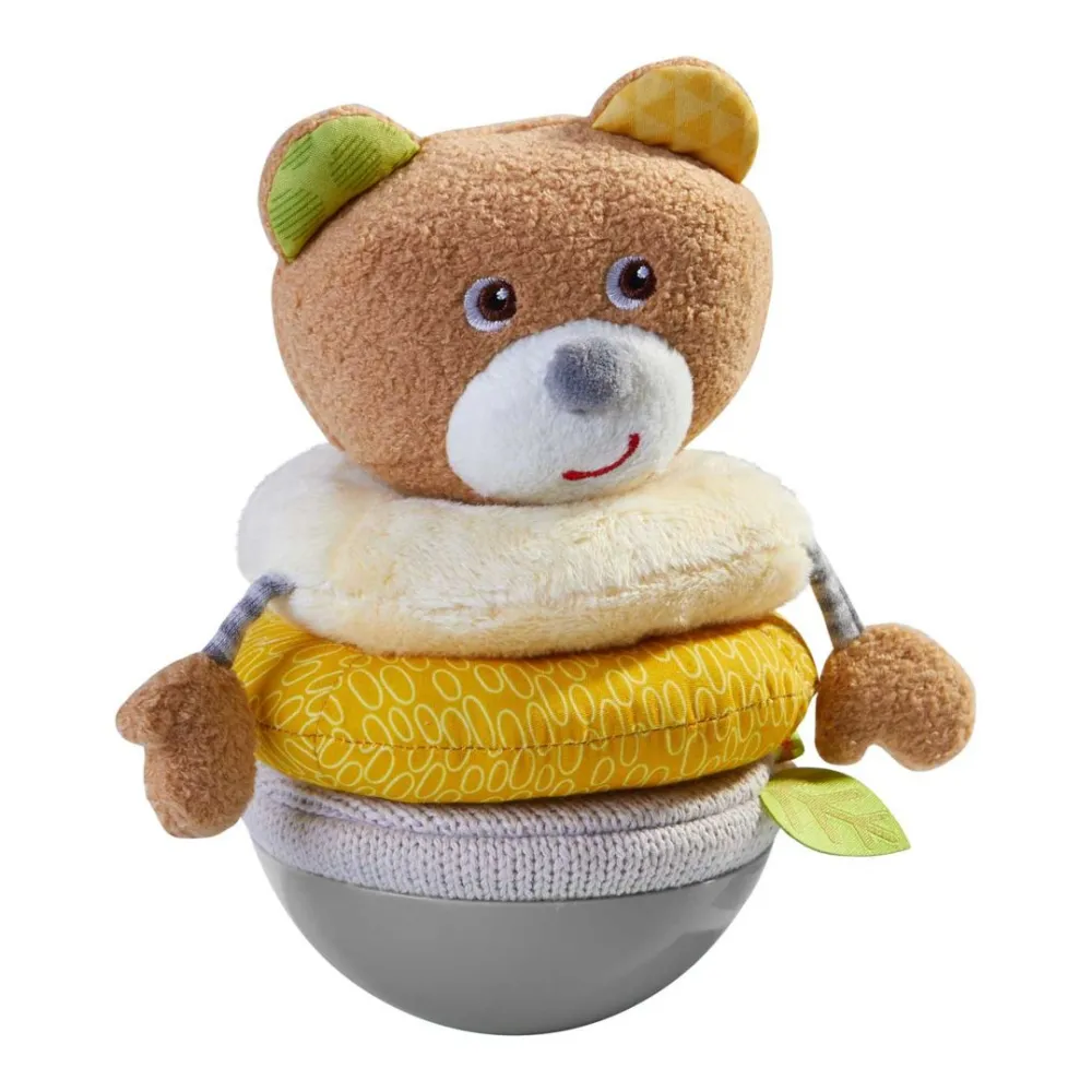 HABA Roly Poly Bear Wobbling Soft Baby Toy With Stacking Rings< Plush Baby Toys