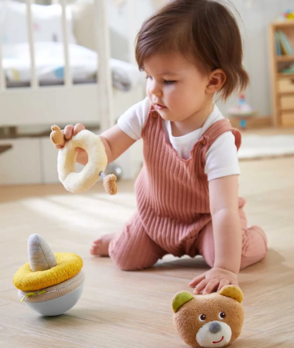 HABA Roly Poly Bear Wobbling Soft Baby Toy With Stacking Rings< Plush Baby Toys