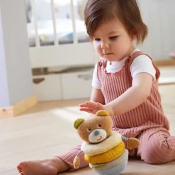 HABA Roly Poly Bear Wobbling Soft Baby Toy With Stacking Rings< Plush Baby Toys
