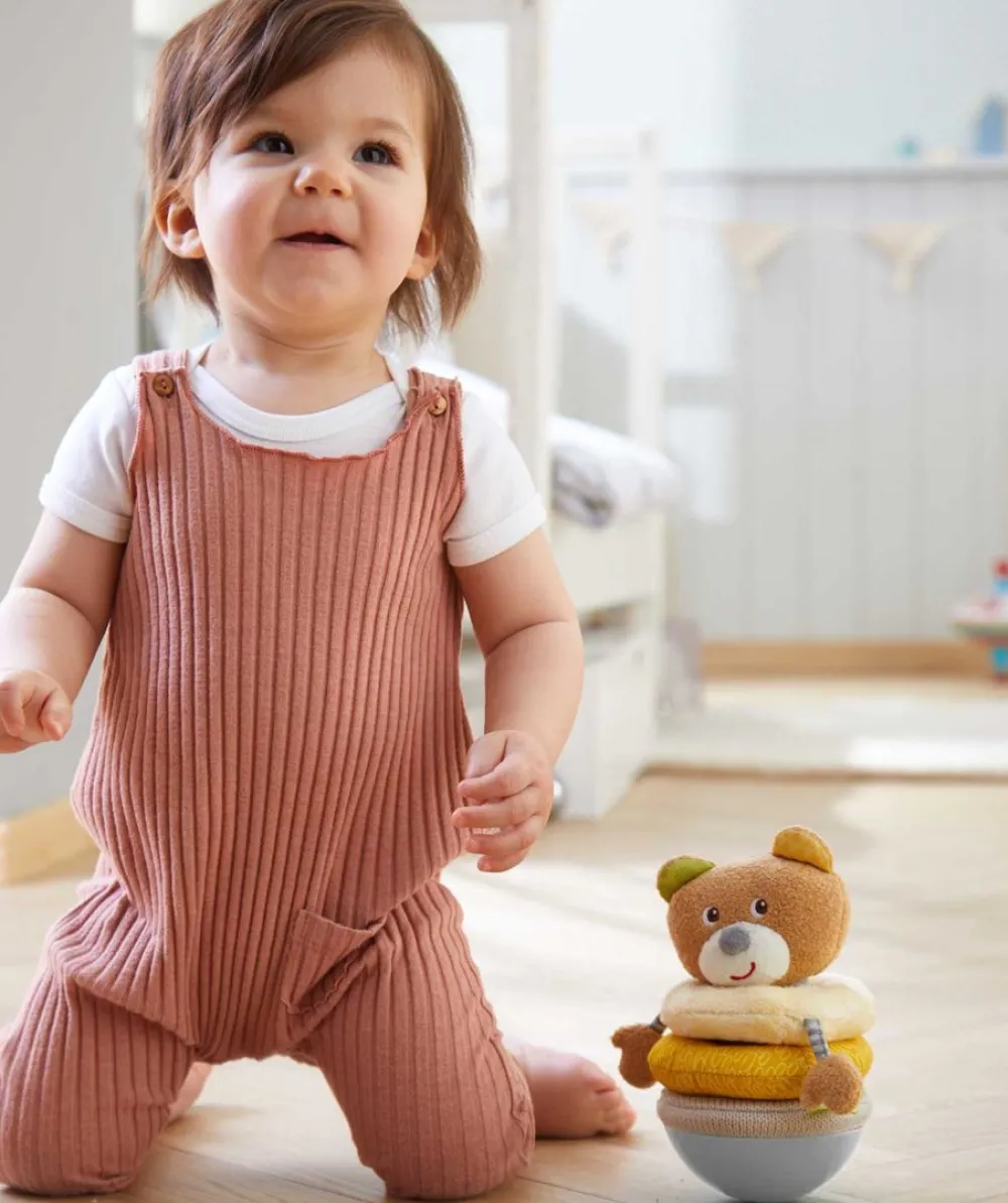 HABA Roly Poly Bear Wobbling Soft Baby Toy With Stacking Rings< Plush Baby Toys