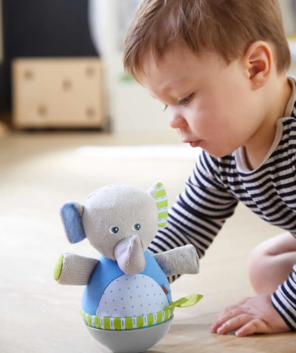 HABA Roly Poly Elephant Wobbling Soft Baby Toy< Plush Baby Toys