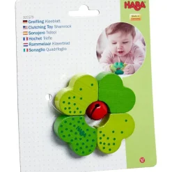 HABA Shamrock Wooden Baby Rattle With Bell< Grasping + Teething Toys