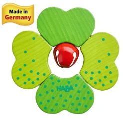HABA Shamrock Wooden Baby Rattle With Bell< Grasping + Teething Toys