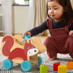 HABA Squirrel Pull Along Toy Sorting Box< Shape Sorters + Stacking Toys
