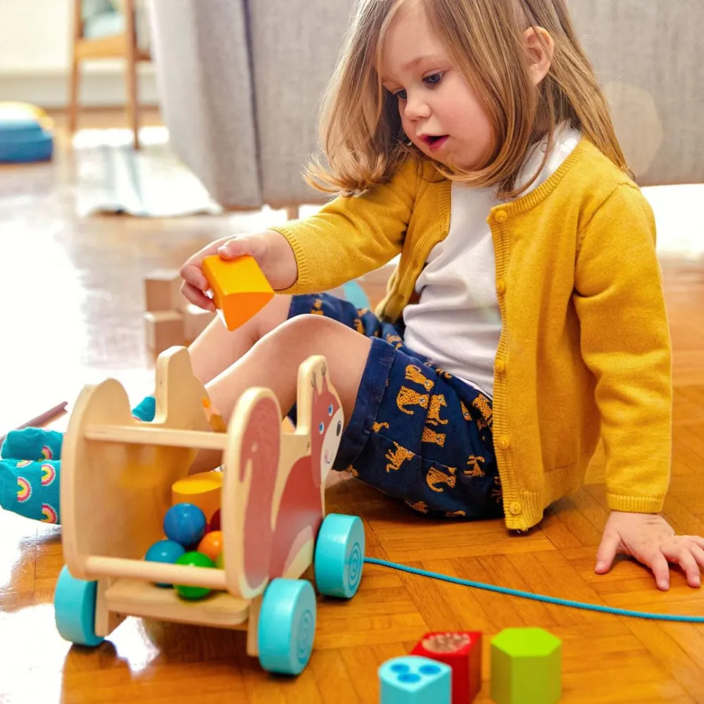 HABA Squirrel Pull Along Toy Sorting Box< Wooden Stacking Toys & Arranging Games
