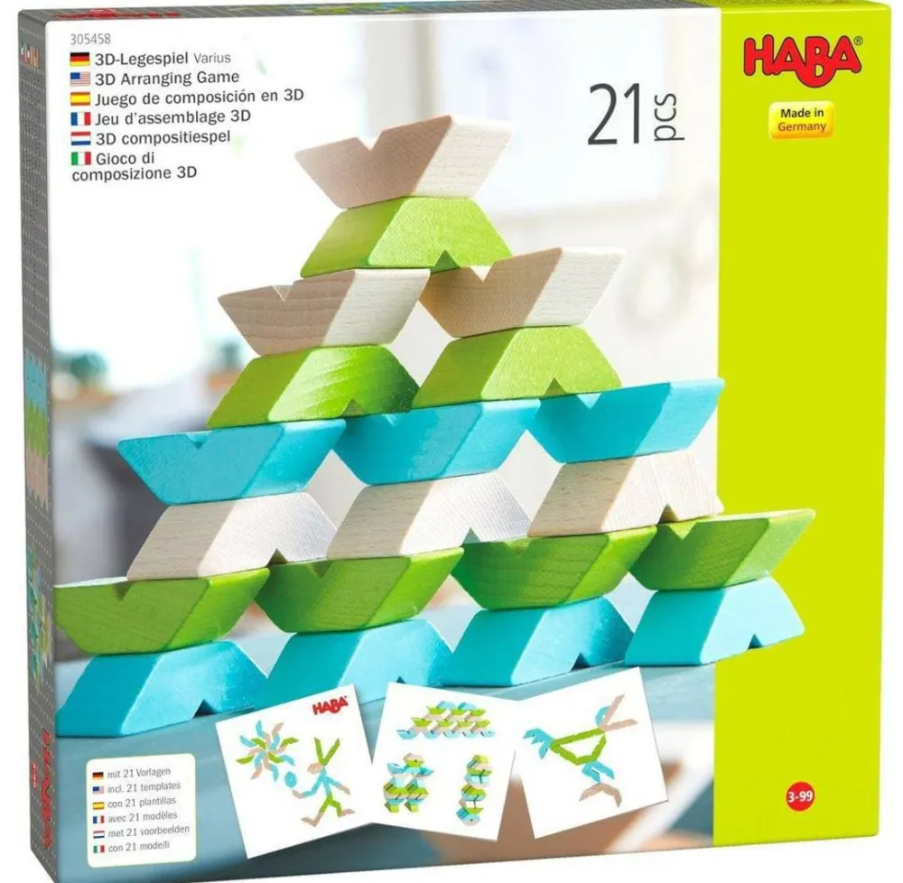 HABA Varius 21 Piece Wooden Building Blocks< Shape Sorters + Stacking Toys